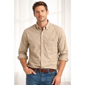 Architect Oxford Shirt Mens Medium Tan Preppy Dadcore Minimalist Cotton